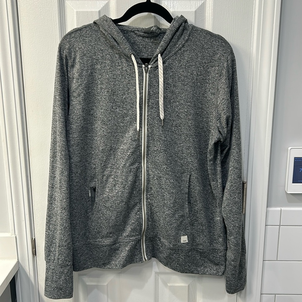 Vuori Women’s Halo Performance Full Zip Hoodie | Heather Grey | XL